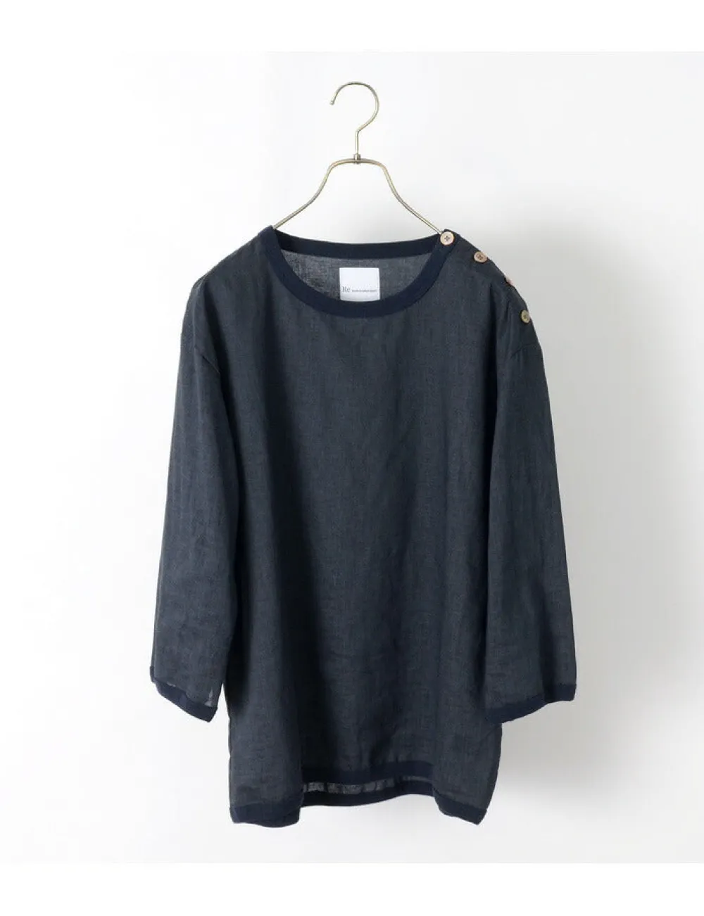 RE MADE IN TOKYO JAPAN Shirts^/ Linen Canvas Button Basque / 7 Minute Sleeve
