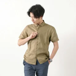 RE MADE IN TOKYO JAPAN Shirts^/ Linen Canvas Button Down Shirt / Short Sleeve