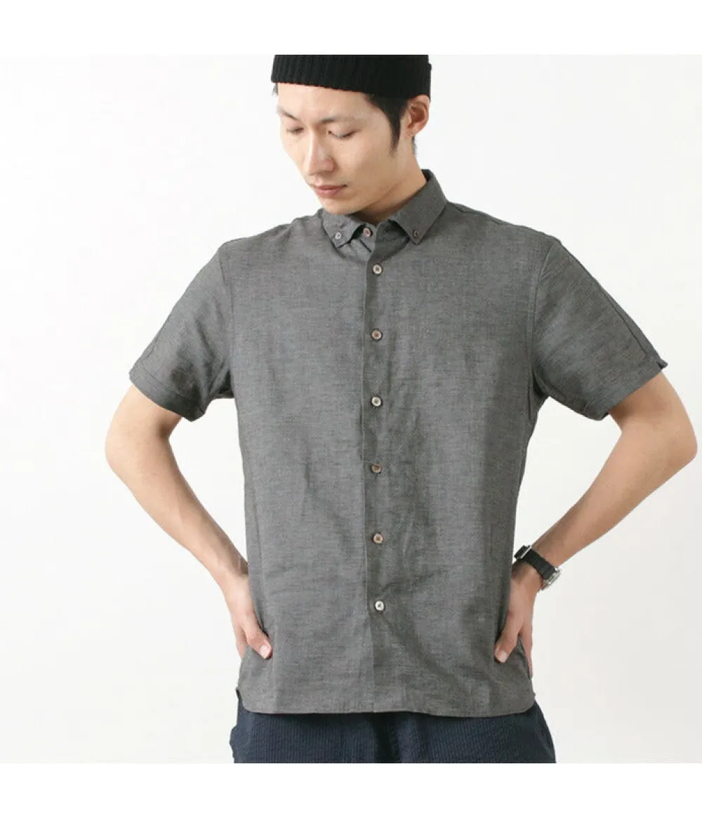 RE MADE IN TOKYO JAPAN Shirts^/ Linen Canvas Button Down Shirt / Short Sleeve