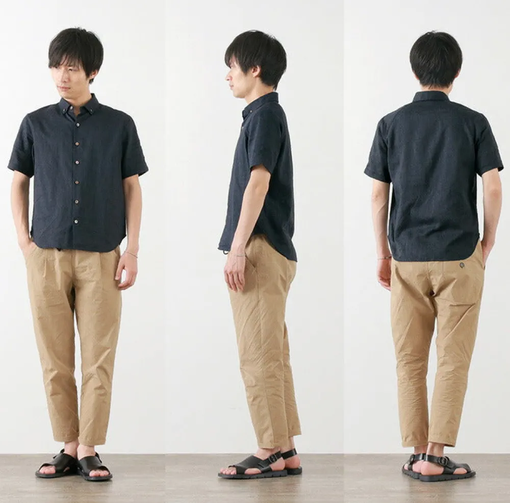 RE MADE IN TOKYO JAPAN Shirts^/ Linen Canvas Button Down Shirt / Short Sleeve