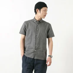 RE MADE IN TOKYO JAPAN Shirts^/ Linen Canvas Button Down Shirt / Short Sleeve