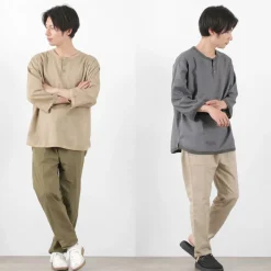 RE MADE IN TOKYO JAPAN T-Shirts^/ Linen Canvas Henry Neck T-Shirt