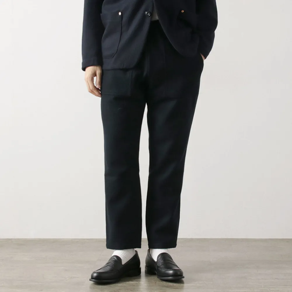 RE MADE IN TOKYO JAPAN Trousers^/ Super 140 Wool Melton Easy Slacks navy