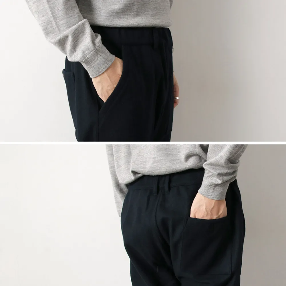 RE MADE IN TOKYO JAPAN Trousers^/ Super 140 Wool Melton Easy Slacks navy