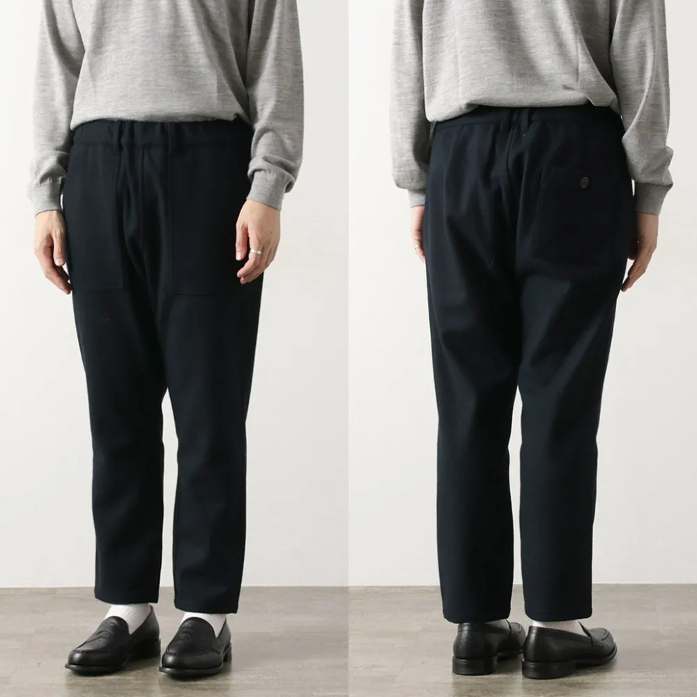 RE MADE IN TOKYO JAPAN Trousers^/ Super 140 Wool Melton Easy Slacks navy