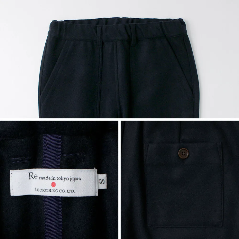RE MADE IN TOKYO JAPAN Trousers^/ Super 140 Wool Melton Easy Slacks navy