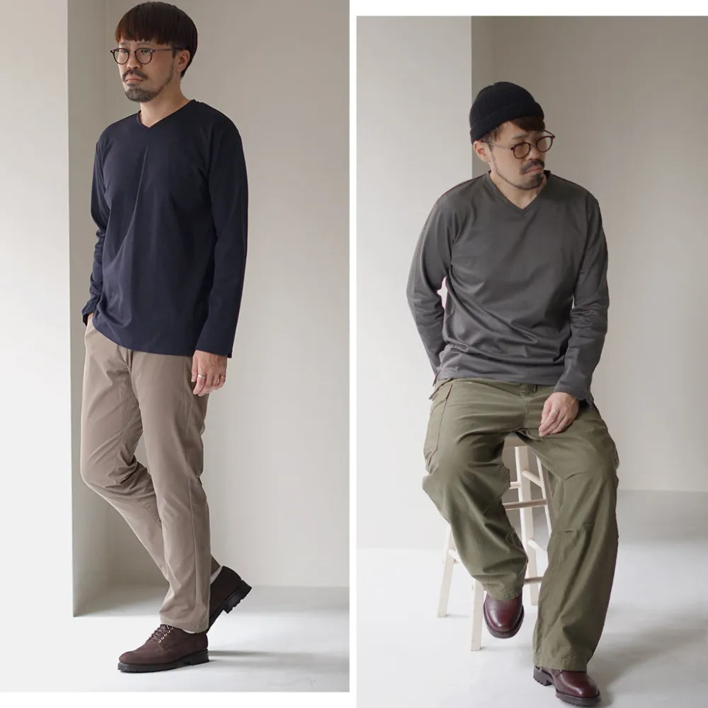 RE MADE IN TOKYO JAPAN T-Shirts^/ Tokyo Made V-Neck Long Sleeve Dress T-Shirt 5721A-CT