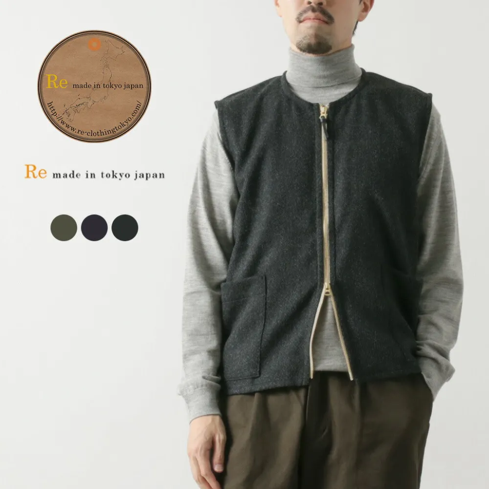 RE MADE IN TOKYO JAPAN Vests^/ Wool Cashmere Kersey Crew Vest