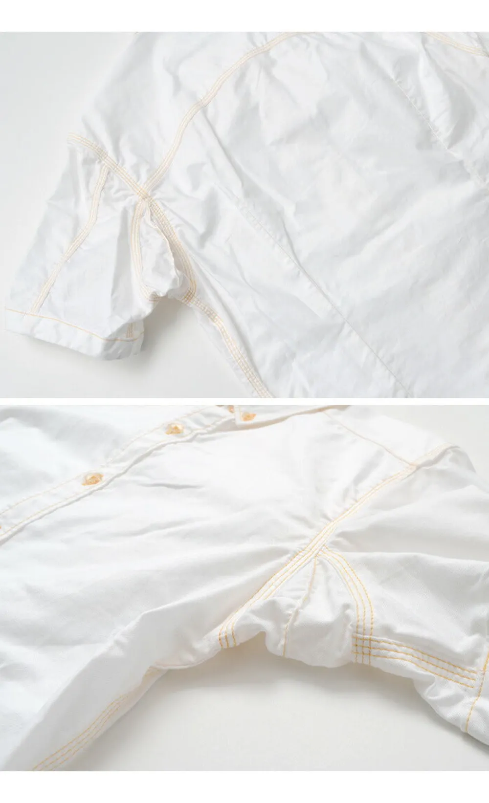 RE MADE IN TOKYO JAPAN Shirts^/ Yellow Stitched Short Sleeve Button Down Shirt