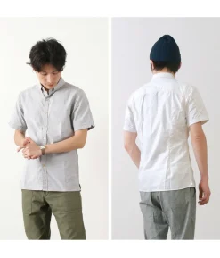 RE MADE IN TOKYO JAPAN Shirts^/ Yellow Stitched Short Sleeve Button Down Shirt