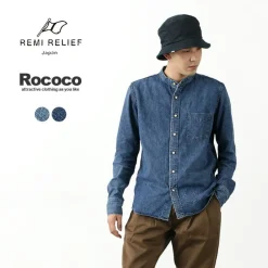 REMI RELIEF Shirts^/ Denim Band Collar Shirt