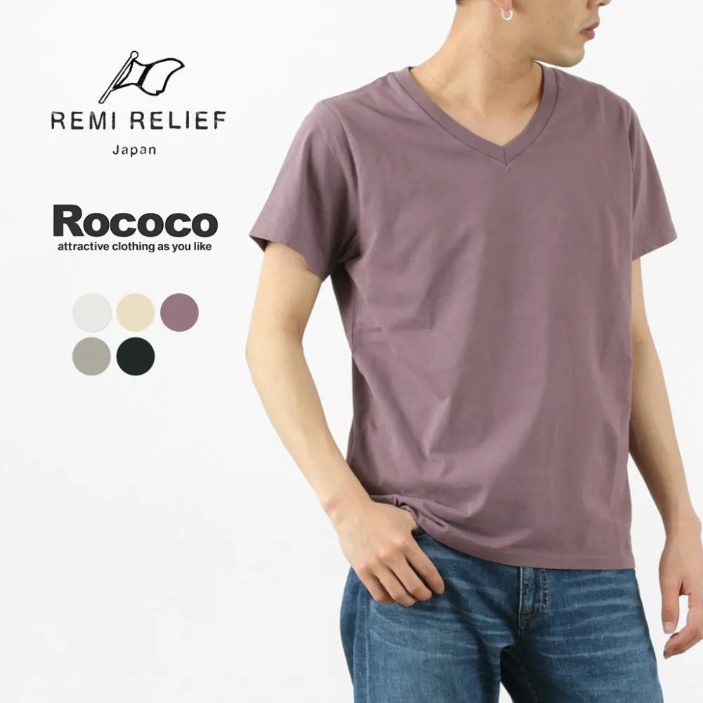 REMI RELIEF T-Shirts^/ LW processed V-neck T-shirt