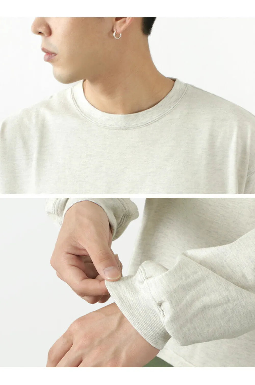 REMI RELIEF T-Shirts^/ Melange jersey long sleeve crew pocket T-shirt