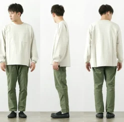 REMI RELIEF T-Shirts^/ Melange jersey long sleeve crew pocket T-shirt
