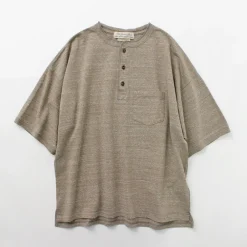 REMI RELIEF T-Shirts^/ Melange jersey short sleeve henley neck pocket T-shirt