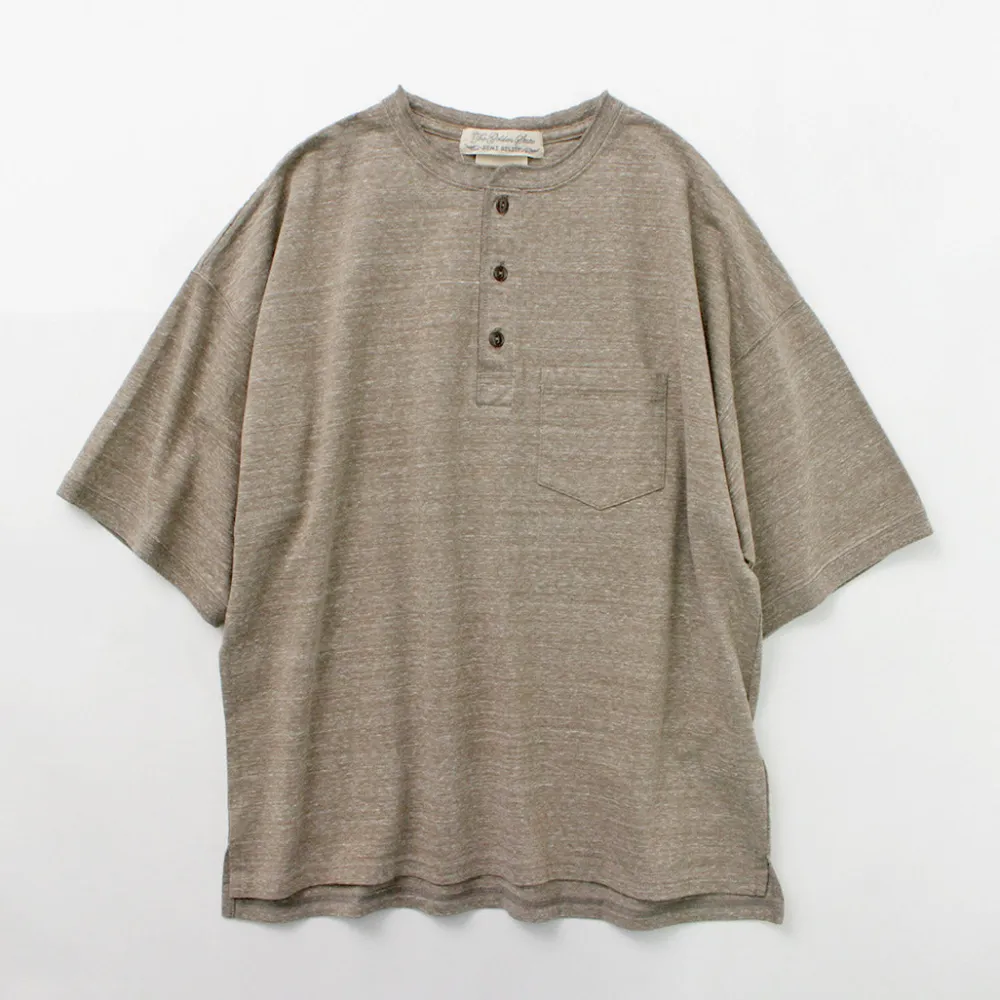 REMI RELIEF T-Shirts^/ Melange jersey short sleeve henley neck pocket T-shirt