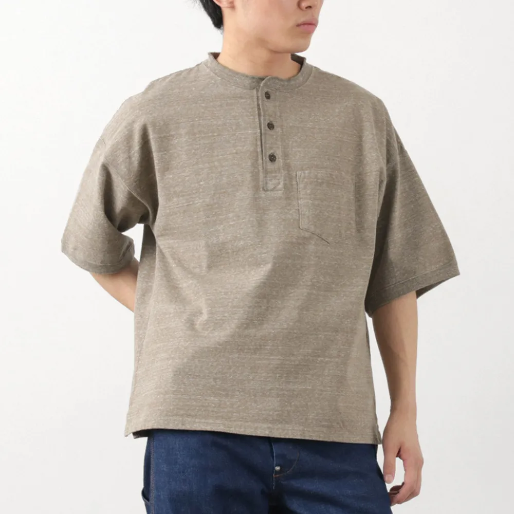 REMI RELIEF T-Shirts^/ Melange jersey short sleeve henley neck pocket T-shirt