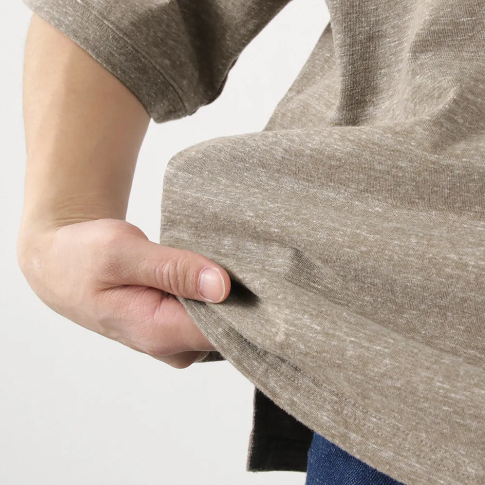 REMI RELIEF T-Shirts^/ Melange jersey short sleeve henley neck pocket T-shirt