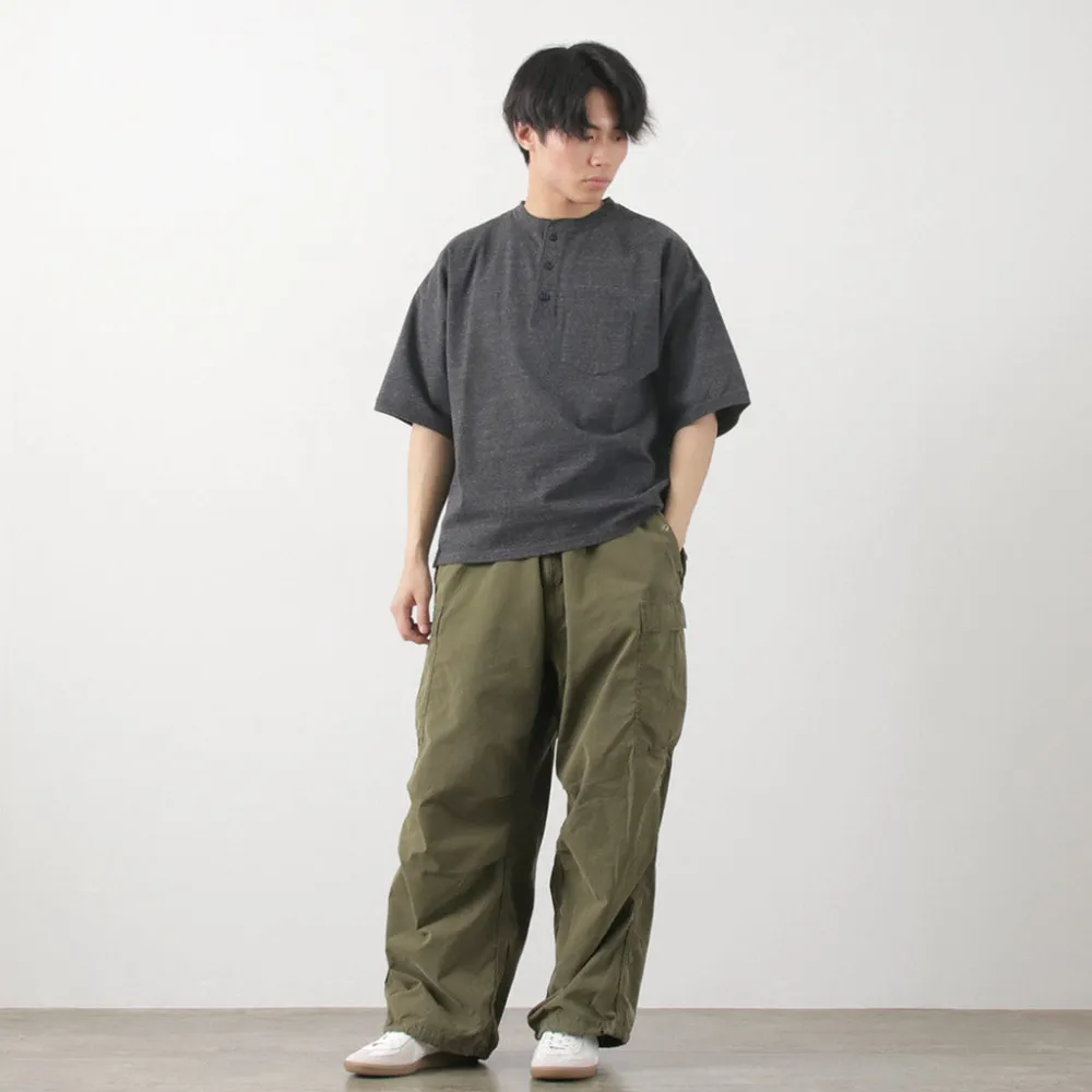 REMI RELIEF T-Shirts^/ Melange jersey short sleeve henley neck pocket T-shirt