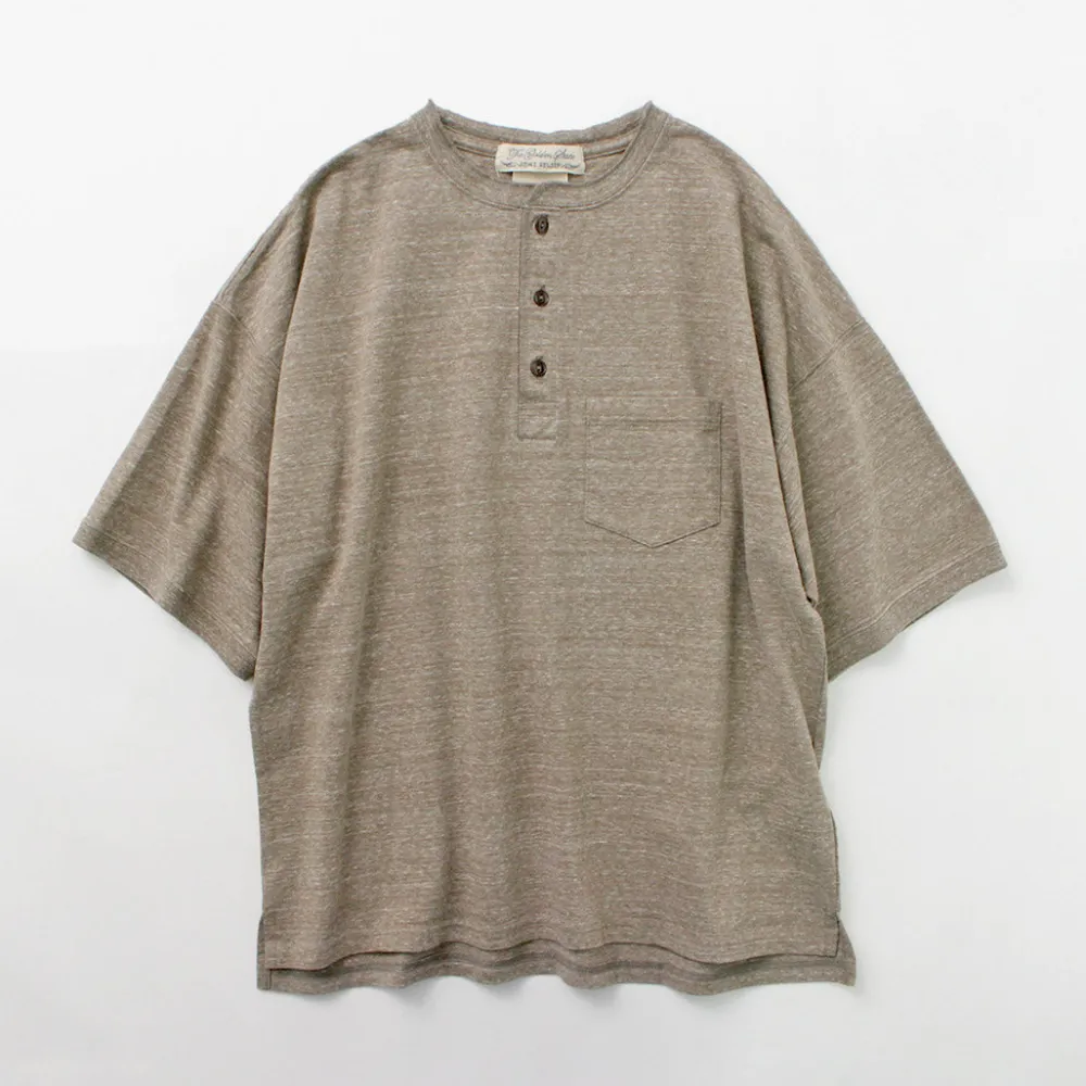 REMI RELIEF T-Shirts^/ Melange jersey short sleeve henley neck pocket T-shirt