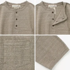 REMI RELIEF T-Shirts^/ Melange jersey short sleeve henley neck pocket T-shirt