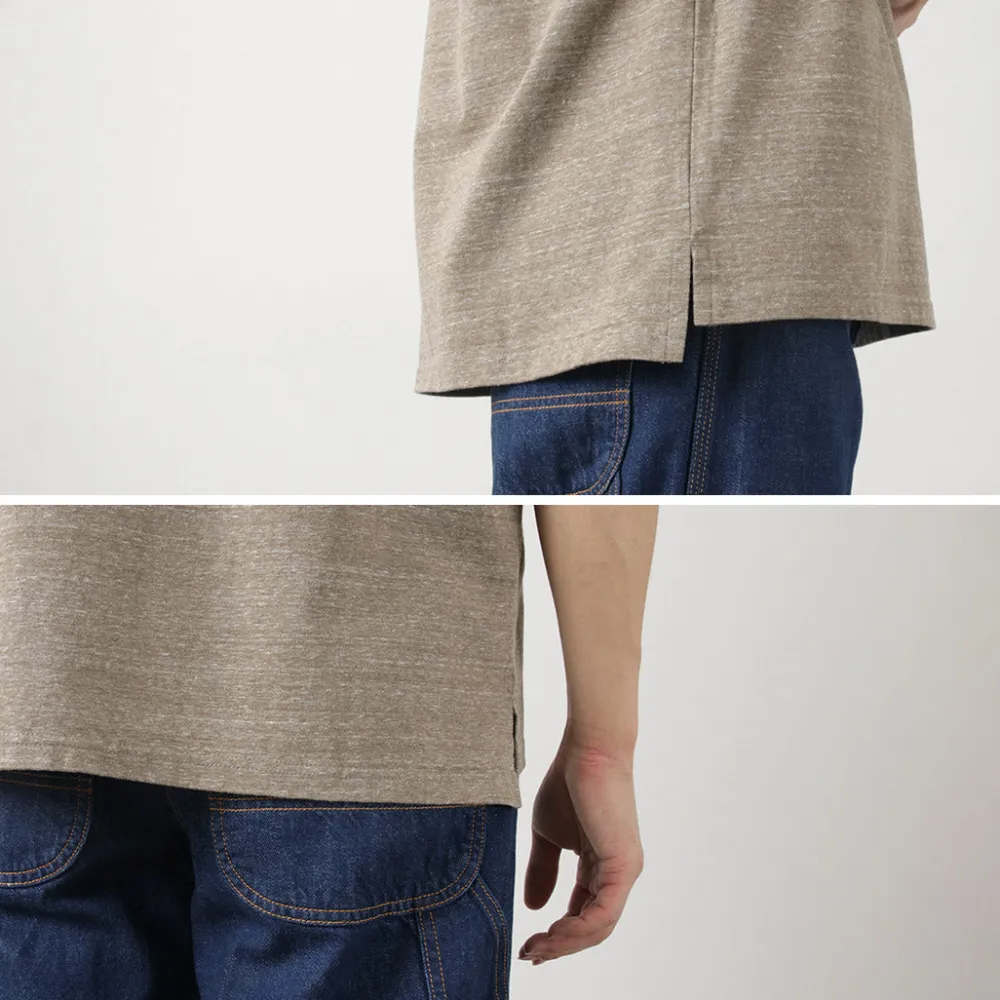 REMI RELIEF T-Shirts^/ Melange jersey short sleeve henley neck pocket T-shirt
