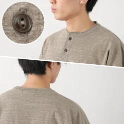 REMI RELIEF T-Shirts^/ Melange jersey short sleeve henley neck pocket T-shirt