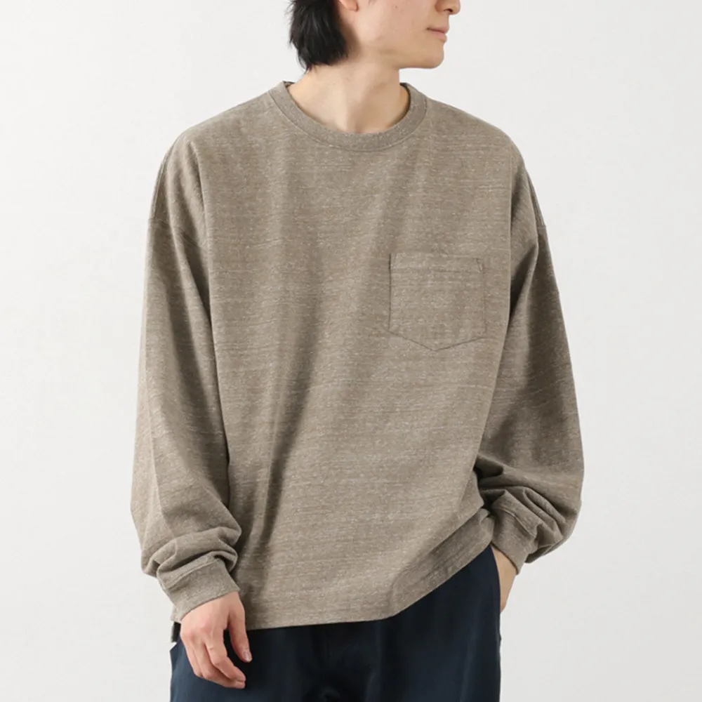 REMI RELIEF T-Shirts^/ Melange jersey long sleeve pocket T-shirt