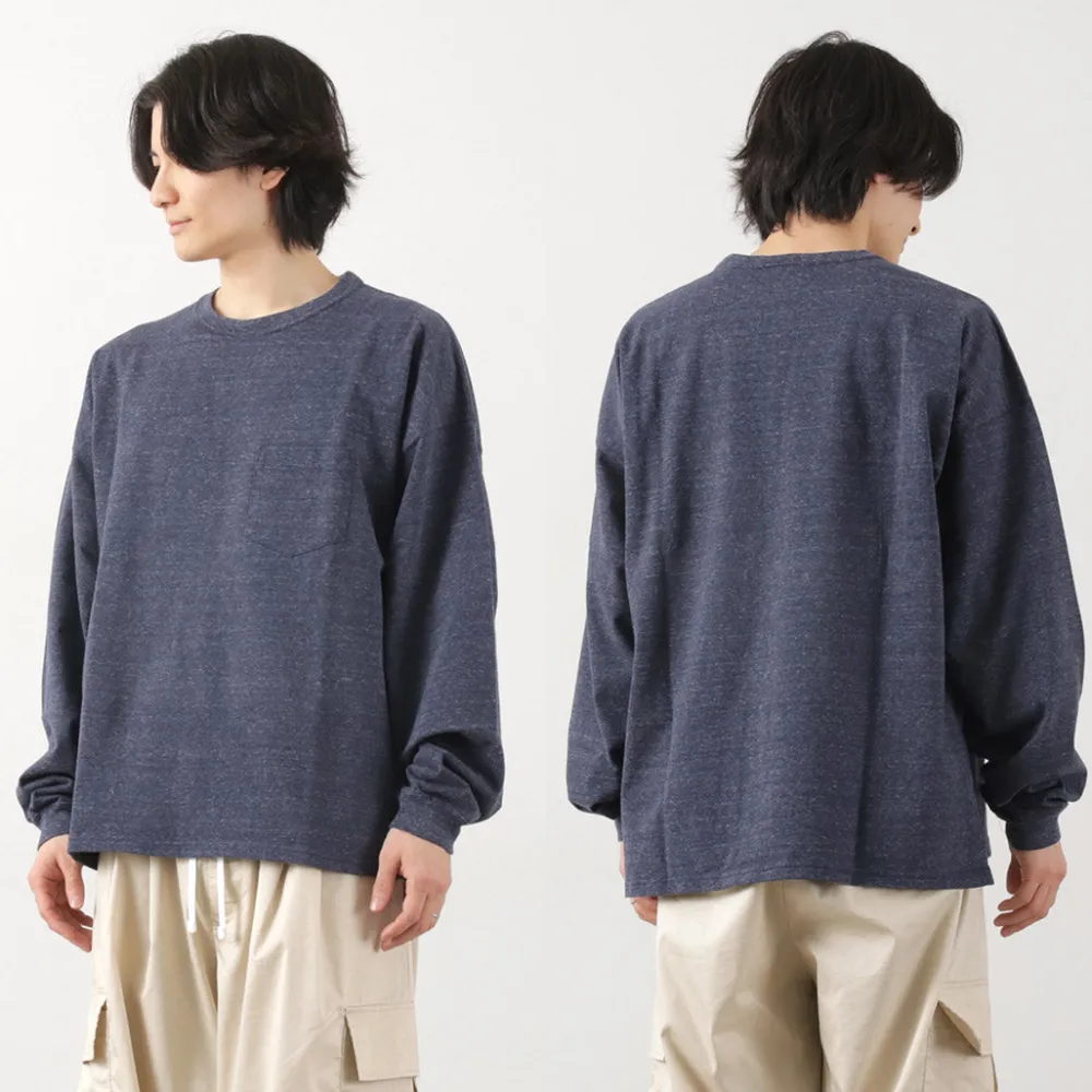 REMI RELIEF T-Shirts^/ Melange jersey long sleeve pocket T-shirt