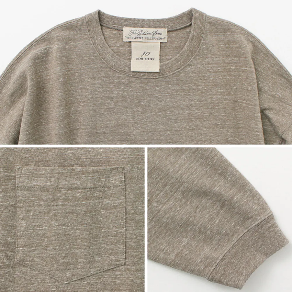 REMI RELIEF T-Shirts^/ Melange jersey long sleeve pocket T-shirt