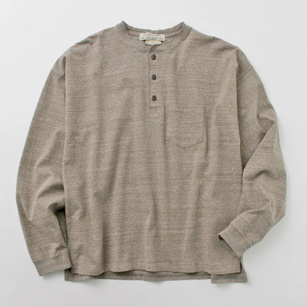 REMI RELIEF T-Shirts^/ Melange Jersey Long Sleeve Henley Neck Pocket T-Shirt