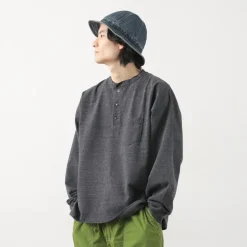 REMI RELIEF T-Shirts^/ Melange Jersey Long Sleeve Henley Neck Pocket T-Shirt