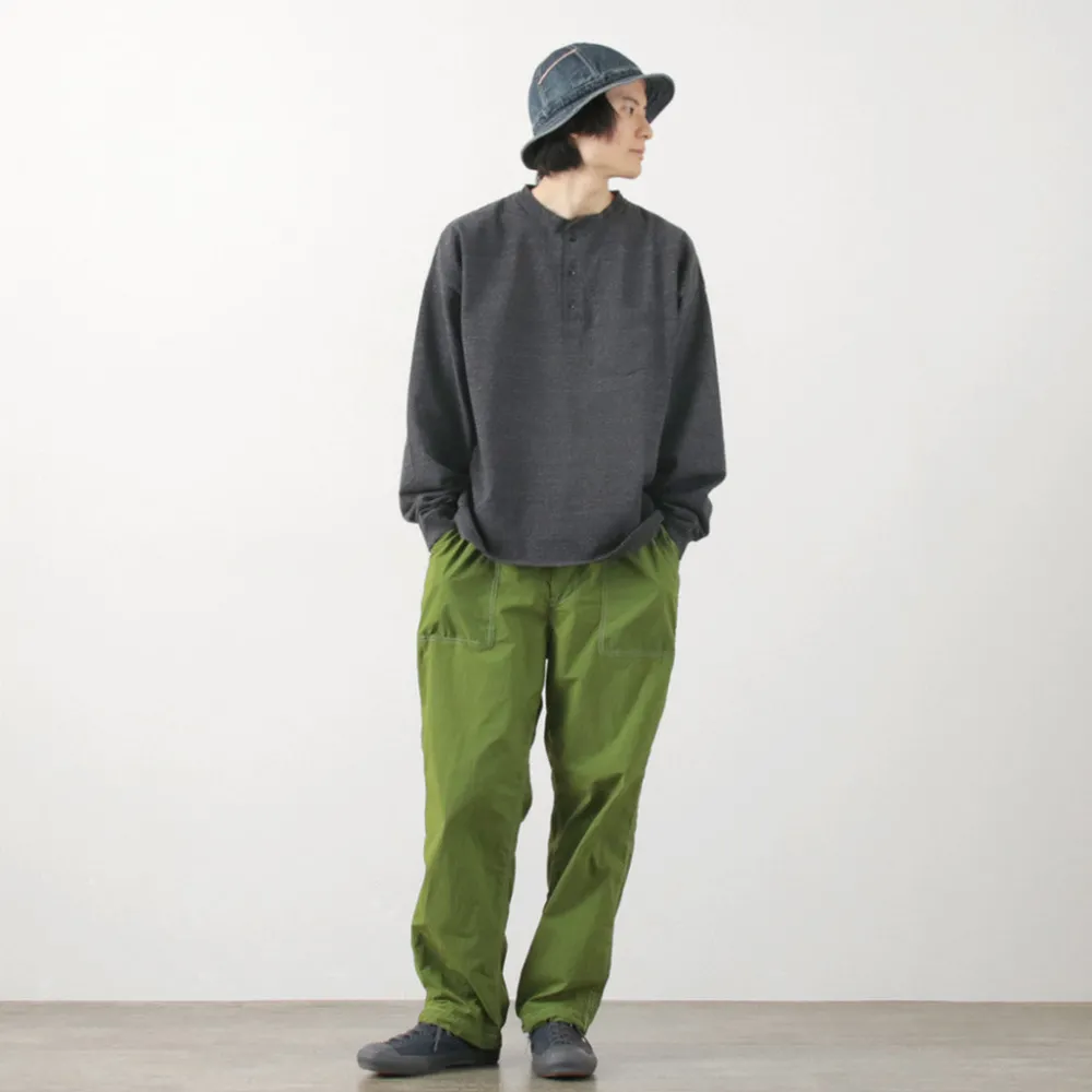 REMI RELIEF T-Shirts^/ Melange Jersey Long Sleeve Henley Neck Pocket T-Shirt