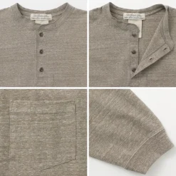 REMI RELIEF T-Shirts^/ Melange Jersey Long Sleeve Henley Neck Pocket T-Shirt