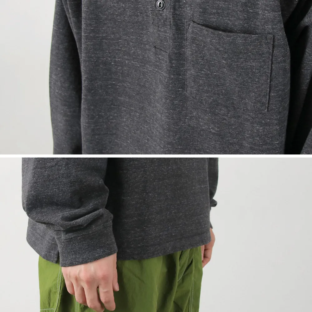 REMI RELIEF T-Shirts^/ Melange Jersey Long Sleeve Henley Neck Pocket T-Shirt