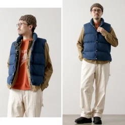 REMI RELIEF Down Wear|Vests^/ Natural Processed Denim Down Vest