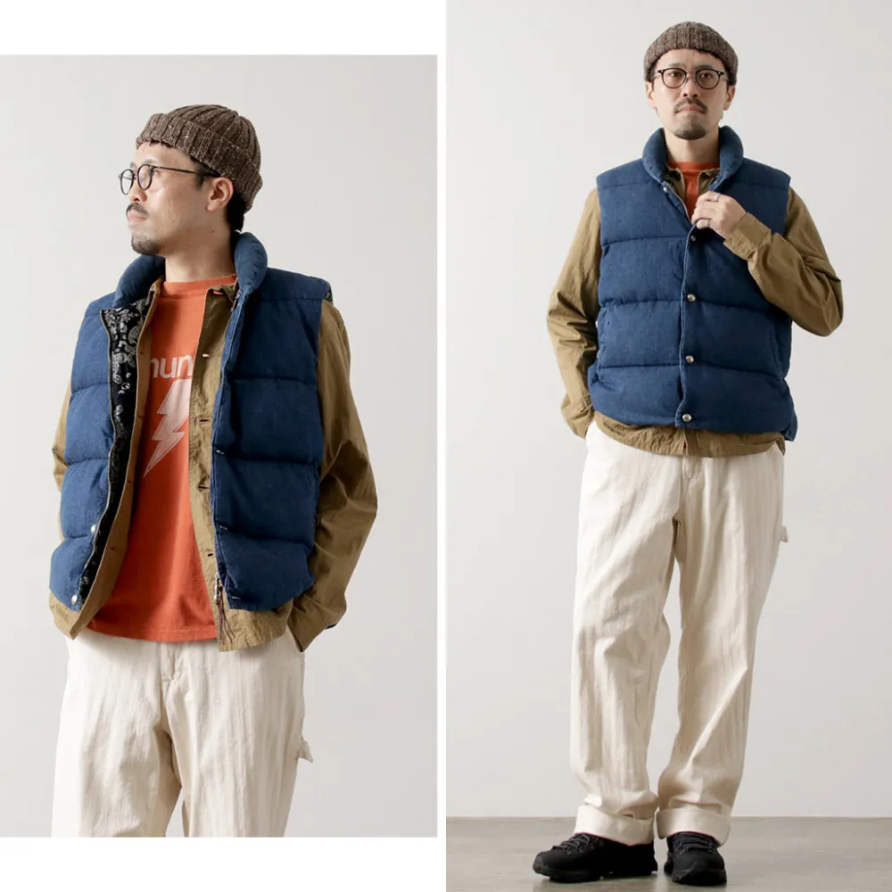 REMI RELIEF Down Wear|Vests^/ Natural Processed Denim Down Vest