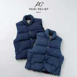 REMI RELIEF Down Wear|Vests^/ Natural Processed Denim Down Vest