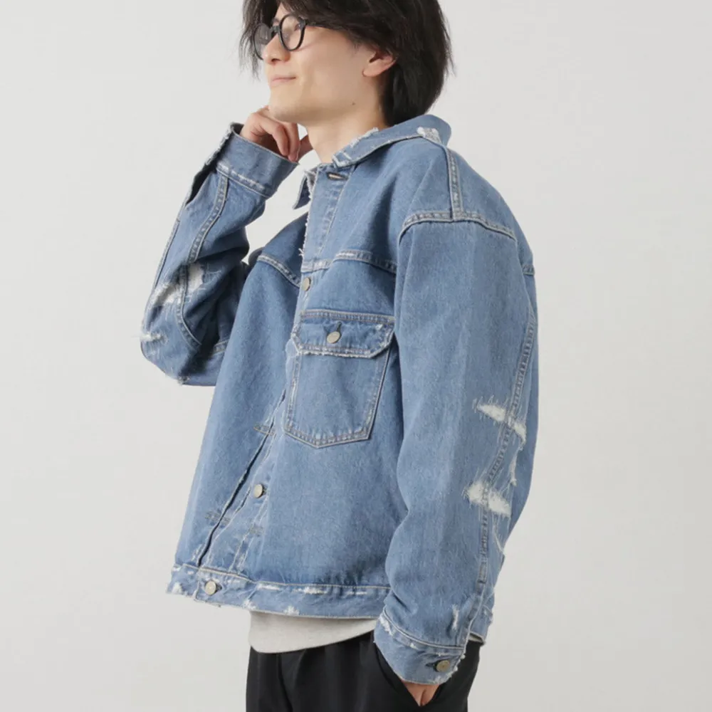 REMI RELIEF Jackets^/ 14OZ DENIM 1st JKT (repaired) blue