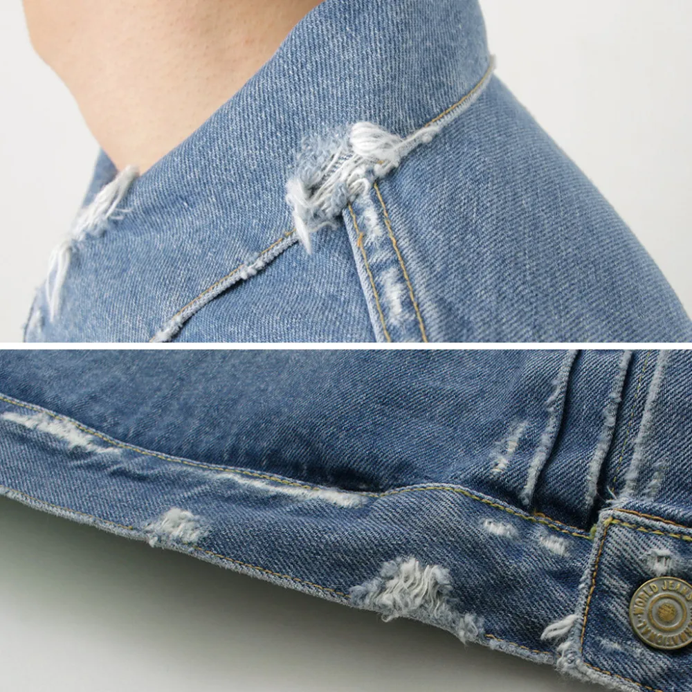 REMI RELIEF Jackets^/ 14OZ DENIM 1st JKT (repaired) blue