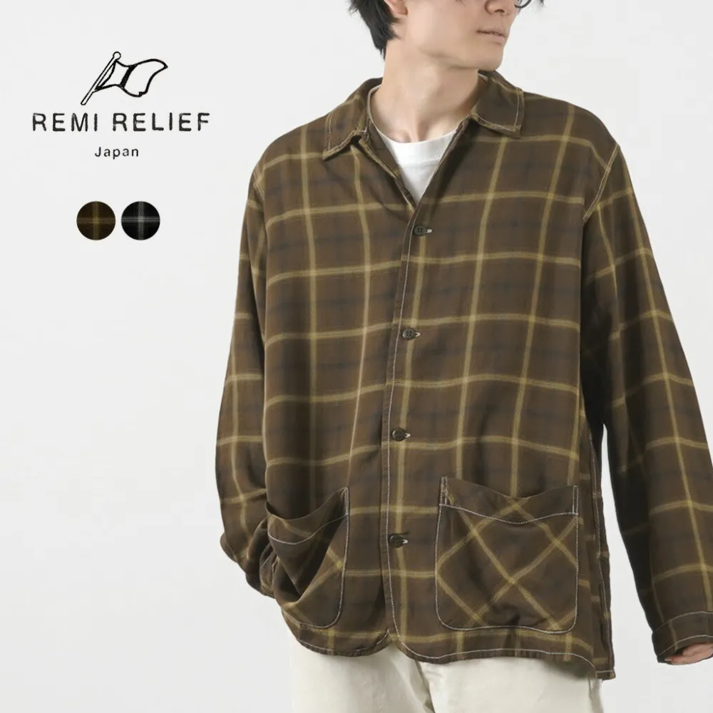 REMI RELIEF Shirts^/ Rayon Plaid Shirt