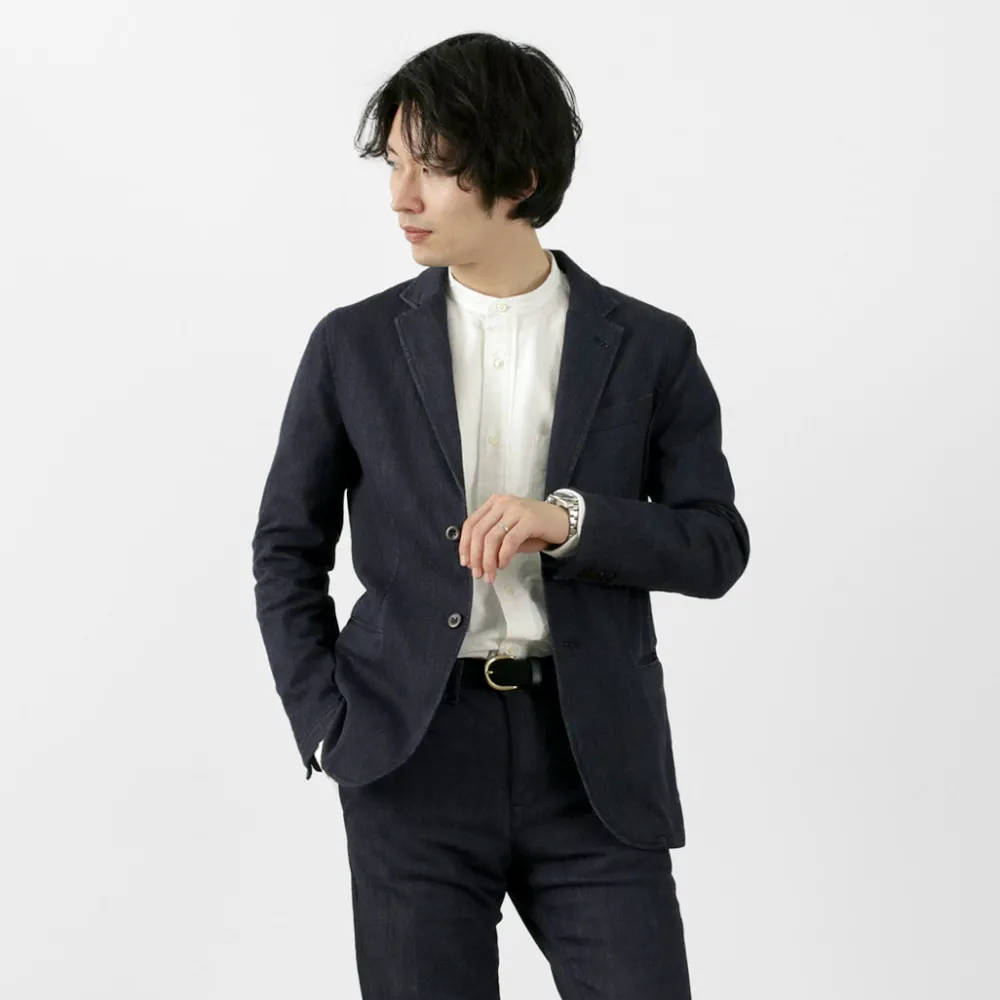 ROCOCO Shirts^/ American Ox Band Collar Shirt