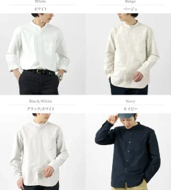ROCOCO Shirts^/ American Ox Band Collar Shirt