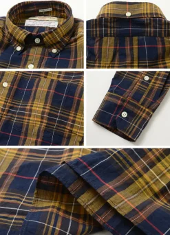 ROCOCO Shirts^/ Cotton Linen Madras Check Button-down Shirt