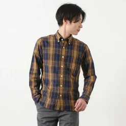 ROCOCO Shirts^/ Cotton Linen Madras Check Button-down Shirt