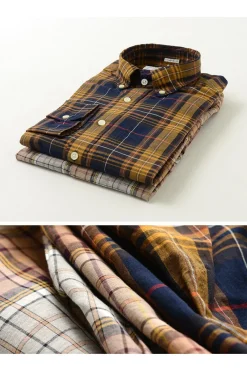 ROCOCO Shirts^/ Cotton Linen Madras Check Button-down Shirt