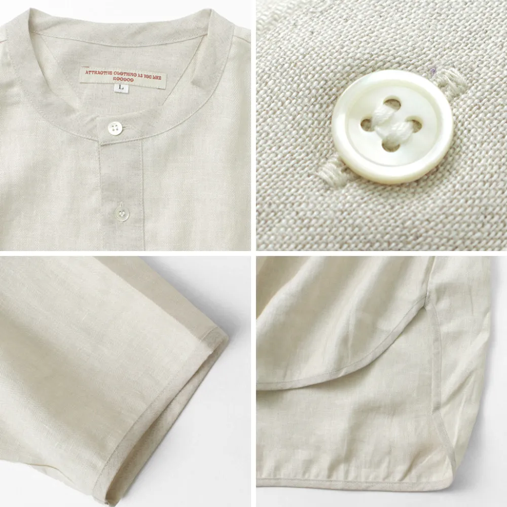 ROCOCO T-Shirts^/ Linen cloth Henley Neck T-Shirt