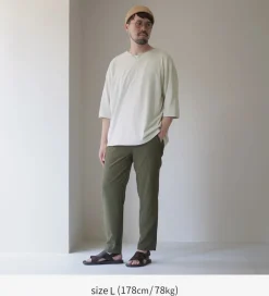 ROCOCO T-Shirts^/ Linen Cotton Key Neck T-Shirt
