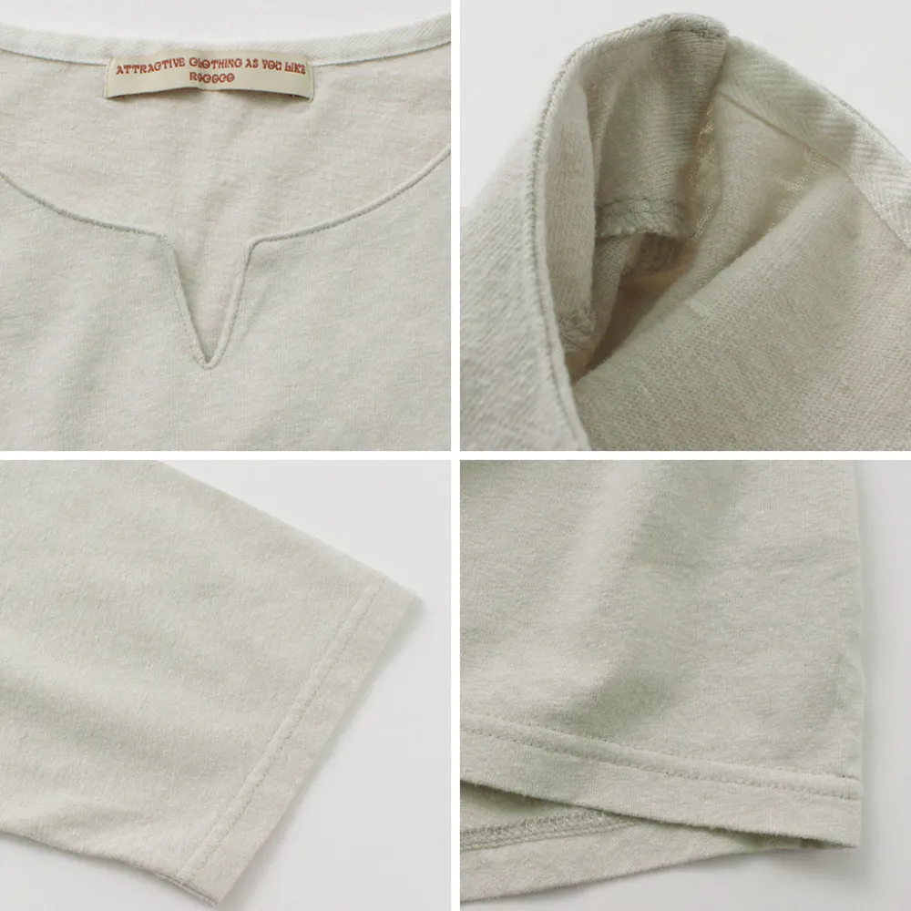 ROCOCO T-Shirts^/ Linen Cotton Key Neck T-Shirt