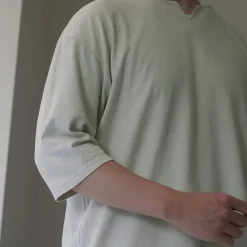 ROCOCO T-Shirts^/ Linen Cotton Key Neck T-Shirt